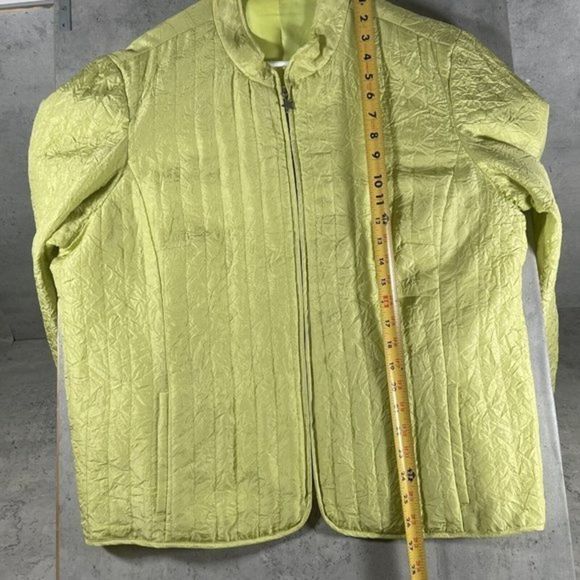 Vtg Patchington Womens Silk Jacket Bright Green Full Zip Lined Windbreaker Sz XL - Picture 8 of 10